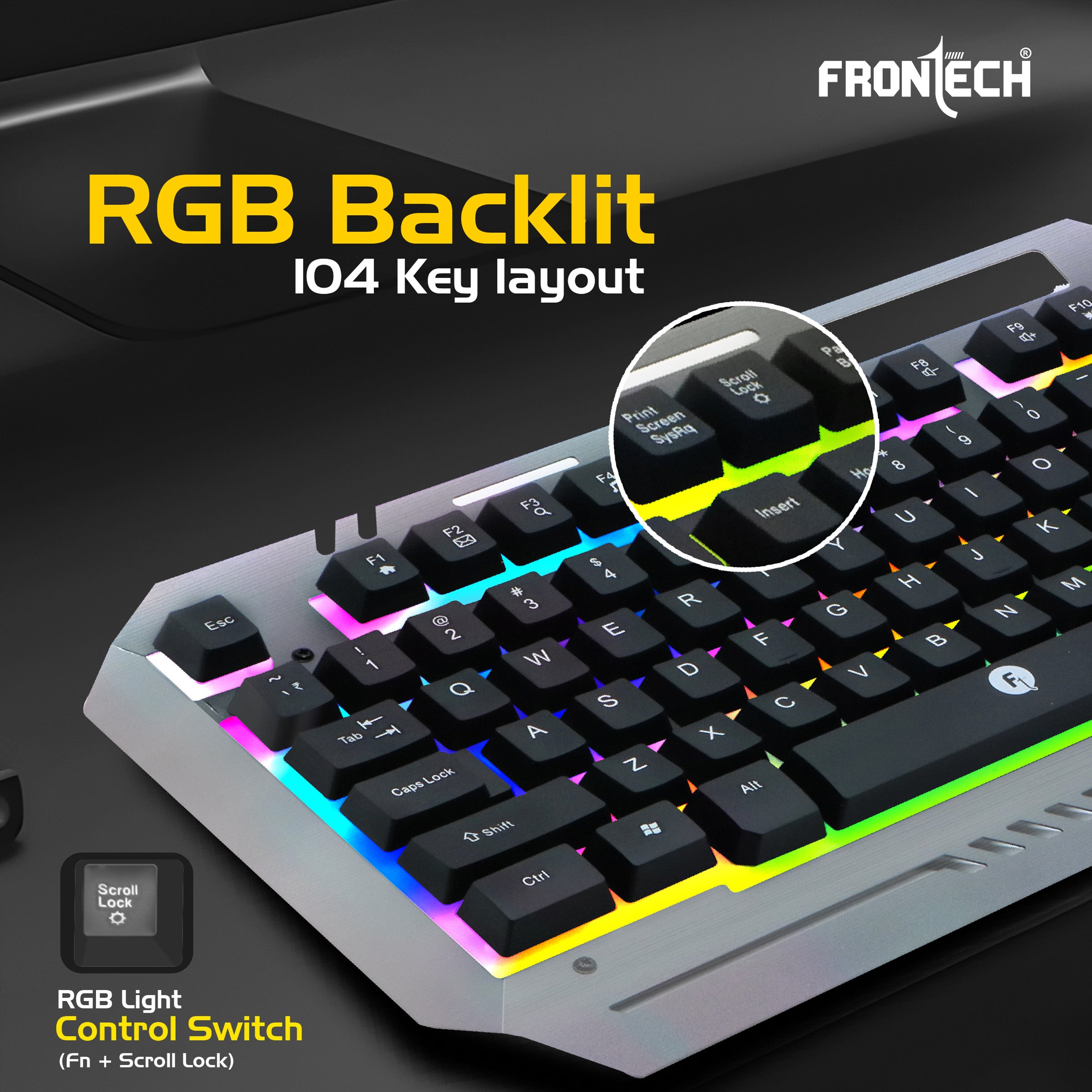 Frontech Super Design Wired RGB Backlight Effects Gaming Keyboard and Optical Mouse Combo (KB-0039) Frontech Super Design Wired RGB Backlight Effects Gaming Keyboard and Optical Mouse Combo (KB-0039)